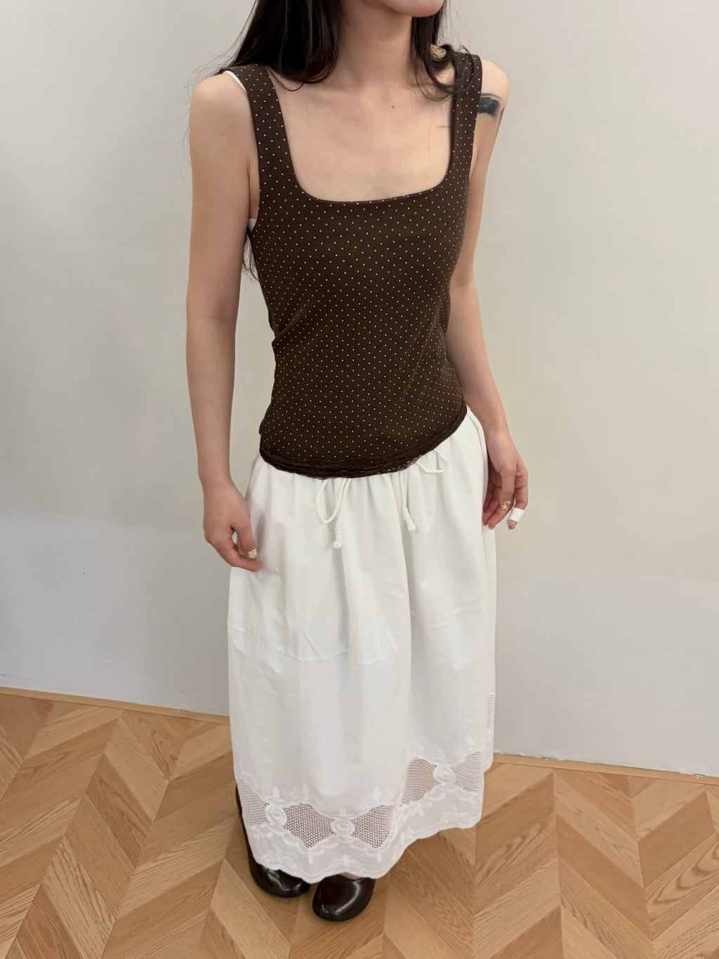 Tao's Lace-Trim White Maxi Skirt