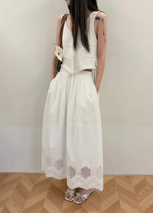 Tao's Lace-Trim White Maxi Skirt