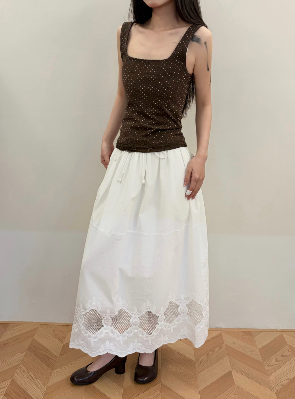 Tao's Lace-Trim White Maxi Skirt